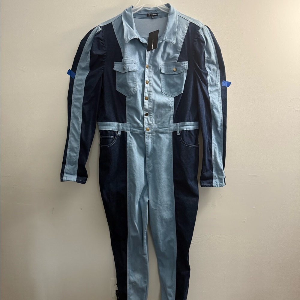 Fashion Nova Two-Tone Denim Jumpsuit